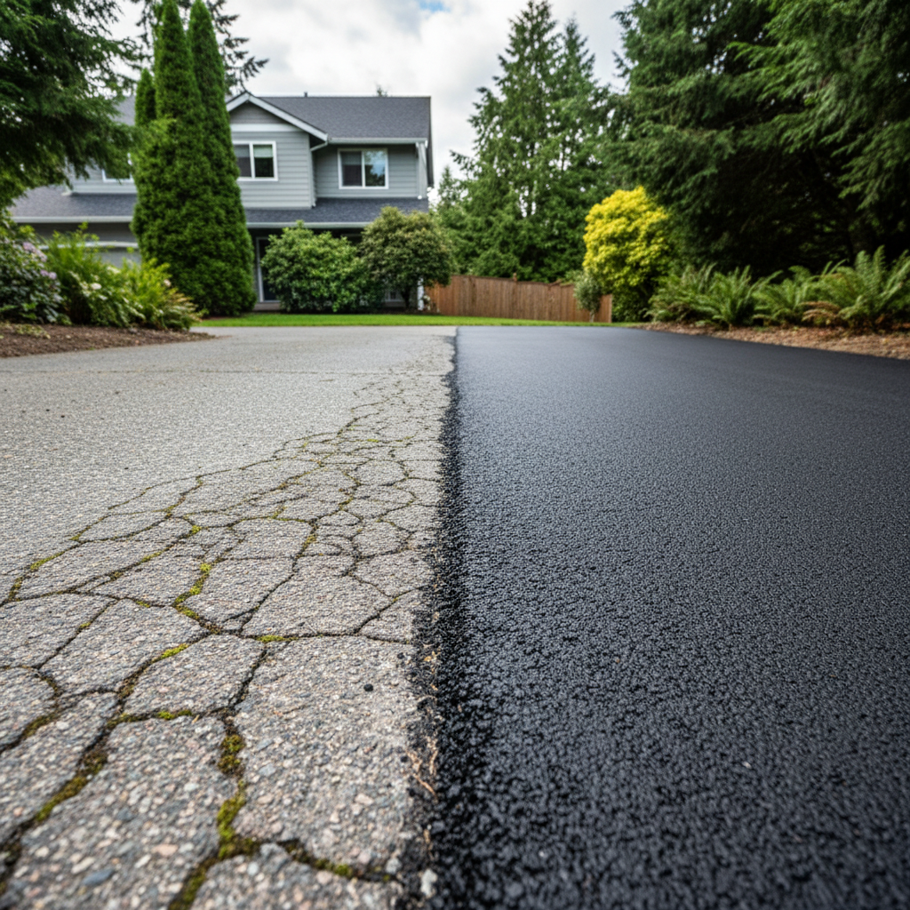 Completed residential asphalt work at a residential property in Bremerton, WA