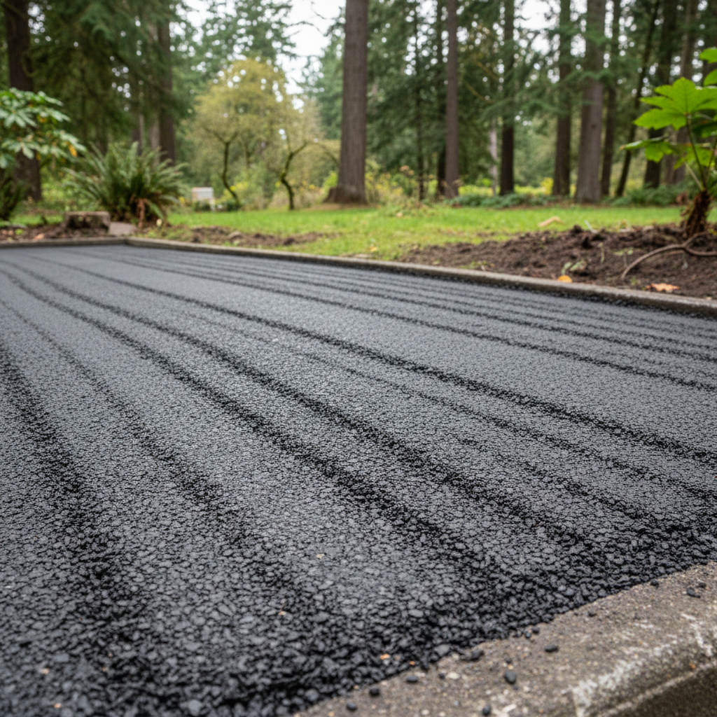 Completed asphalt milling work at a residential property in Lakewood, WA