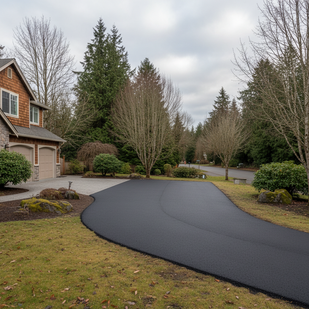 Completed residential asphalt work at a residential property in Everett, WA