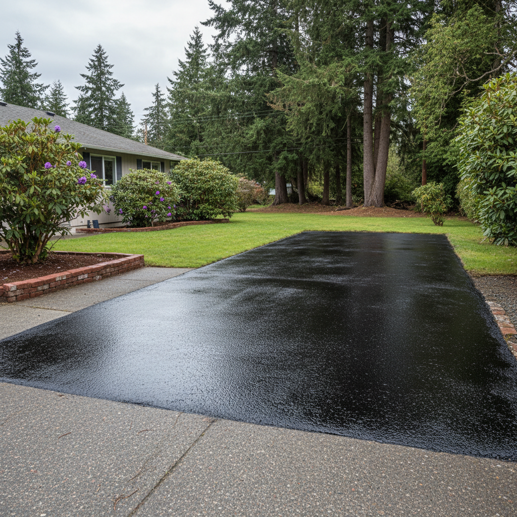 Completed asphalt sealcoating work at a residential property in Bremerton, WA