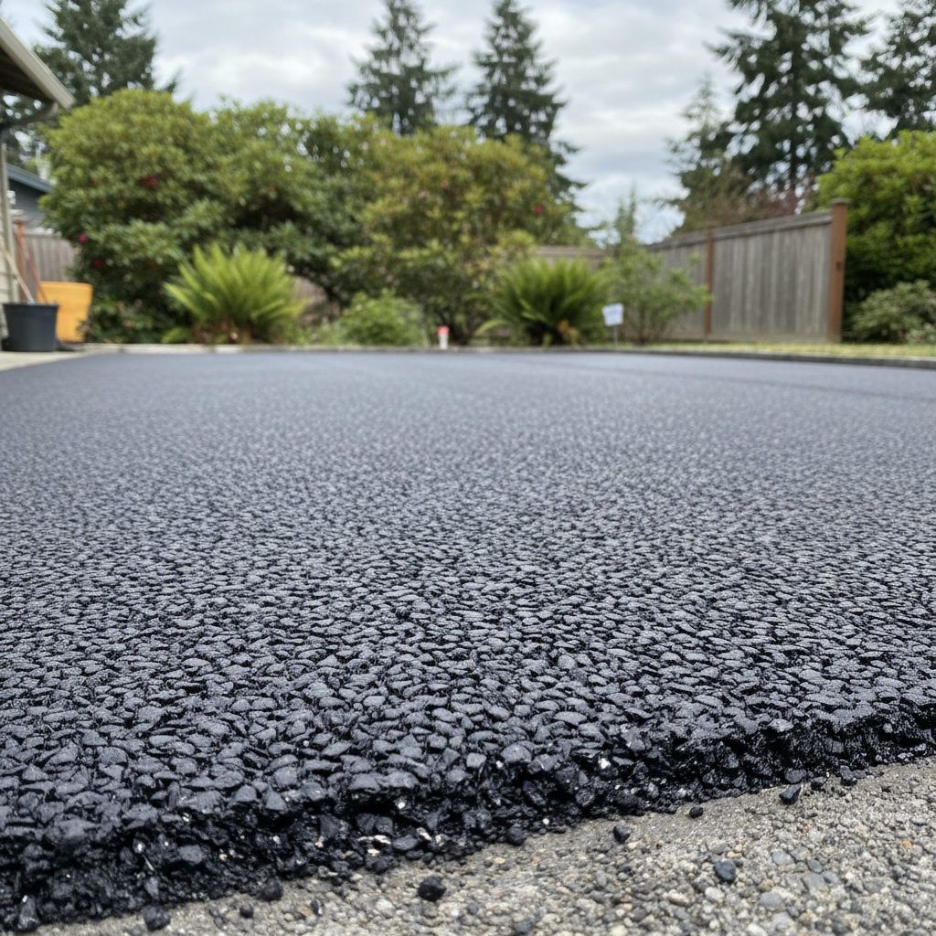 Completed asphalt paving work at a residential property in Edmonds, WA