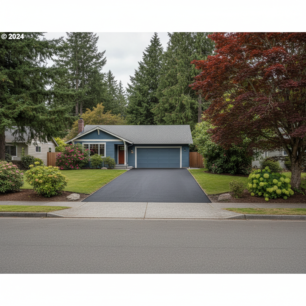 Completed asphalt paving work at a residential property in Everett, WA