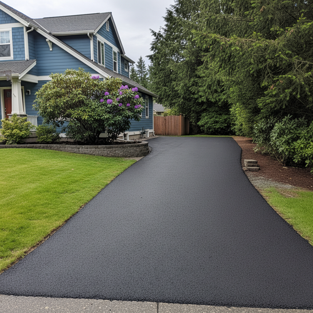 Completed residential asphalt work at a residential property in Everett, WA