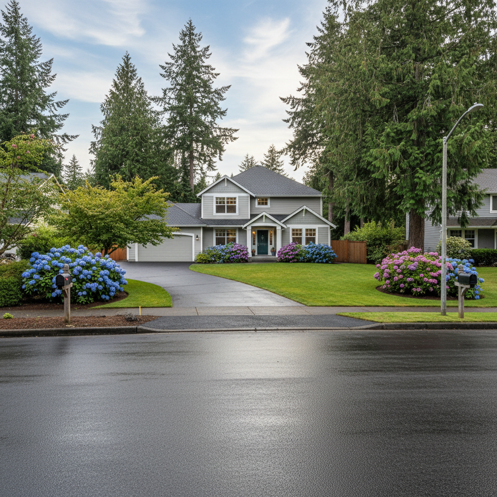 Completed asphalt paving work at a residential property in Marysville, WA
