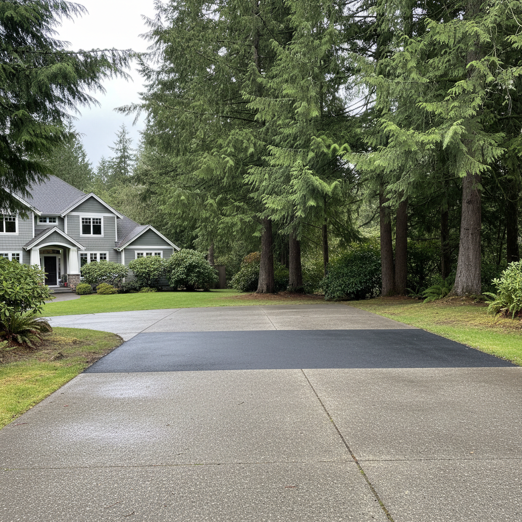 Completed asphalt patching work at a residential property in Marysville, WA