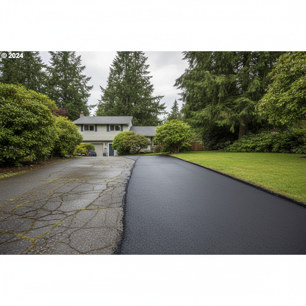 Completed driveway paving work at a residential property in Kent, WA