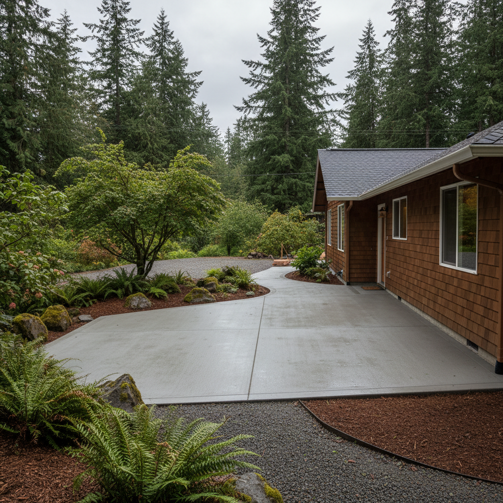 Completed concrete flatwork work at a residential property in Redmond, WA