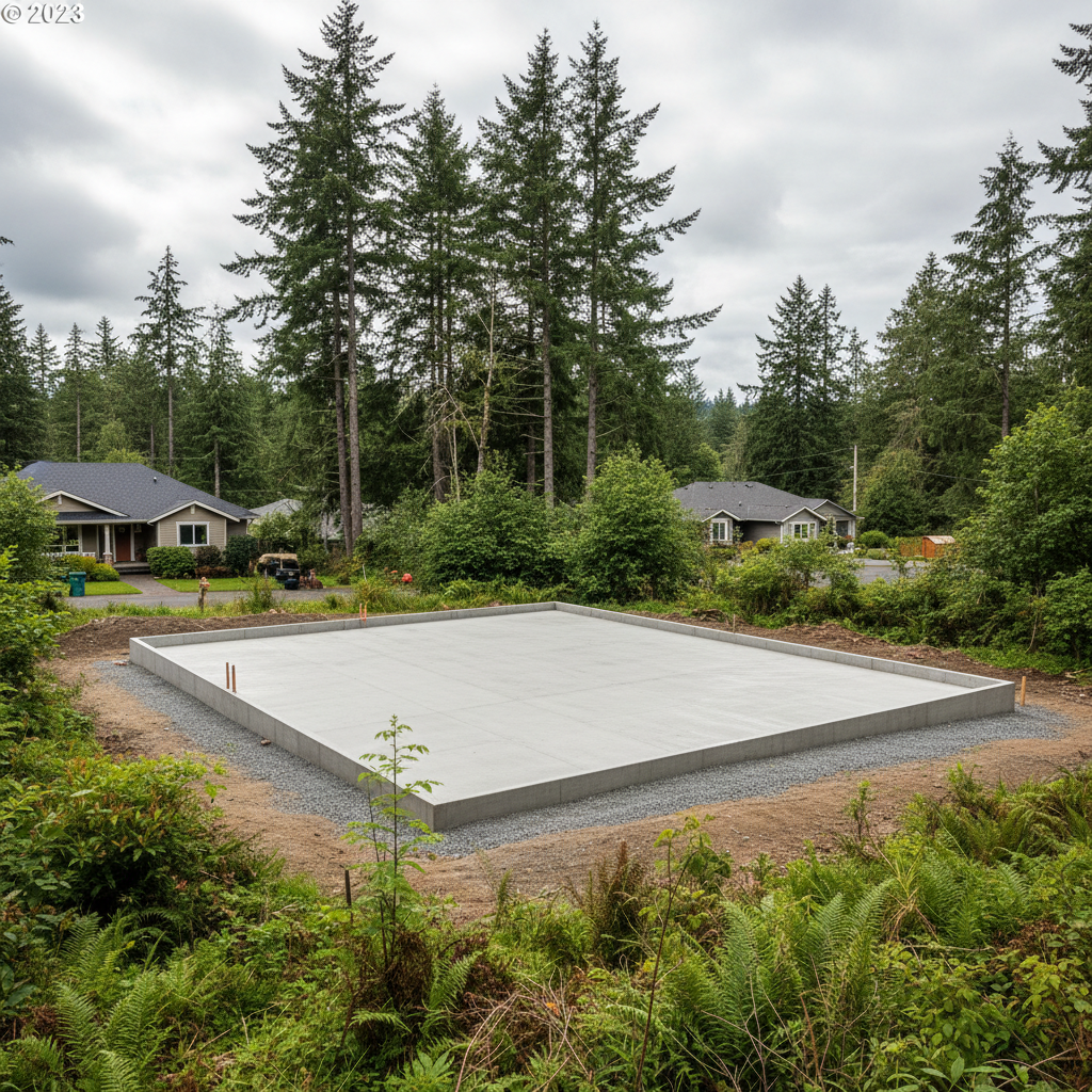 Completed concrete foundations work at a residential property in Redmond, WA
