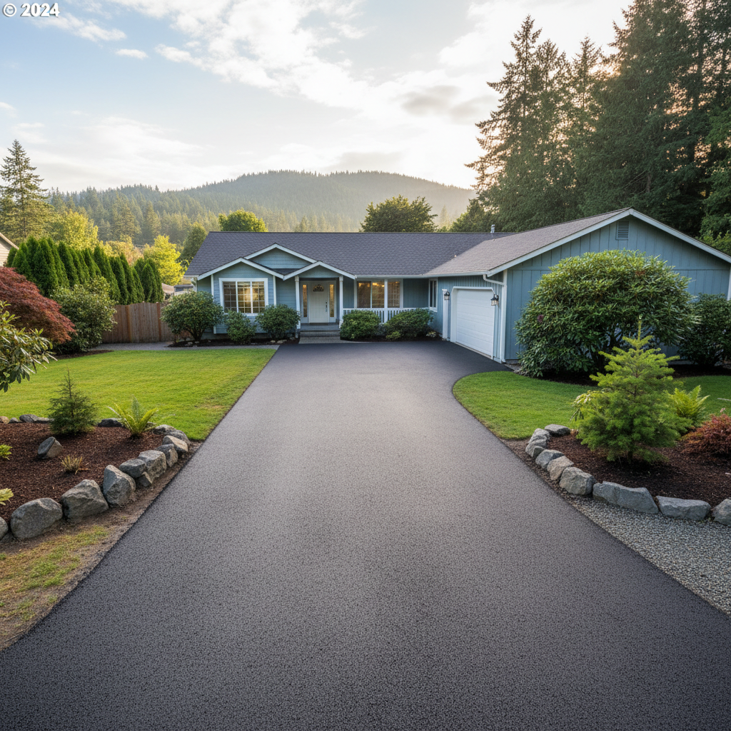 Completed asphalt paving work at a residential property in Marysville, WA