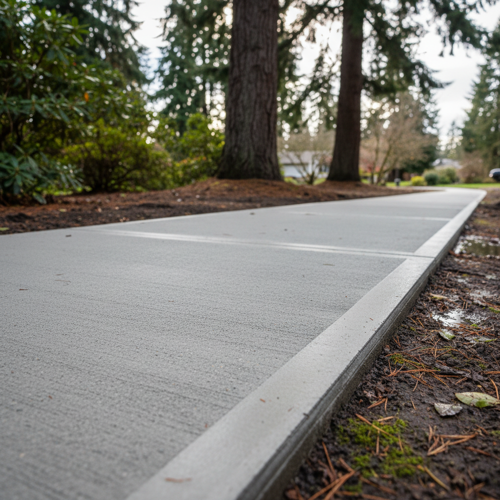Completed concrete sidewalks work at a residential property in Redmond, WA