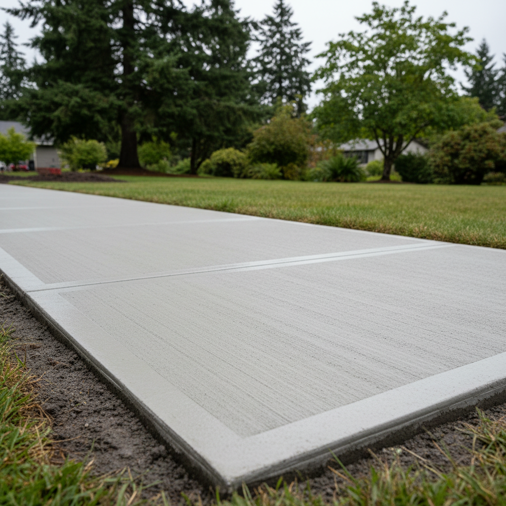 Completed concrete sidewalks work at a residential property in Lynnwood, WA