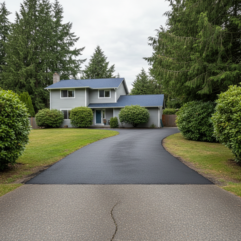 Completed asphalt repair work at a residential property in Marysville, WA