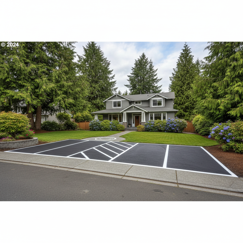 Completed asphalt striping work at a residential property in Marysville, WA