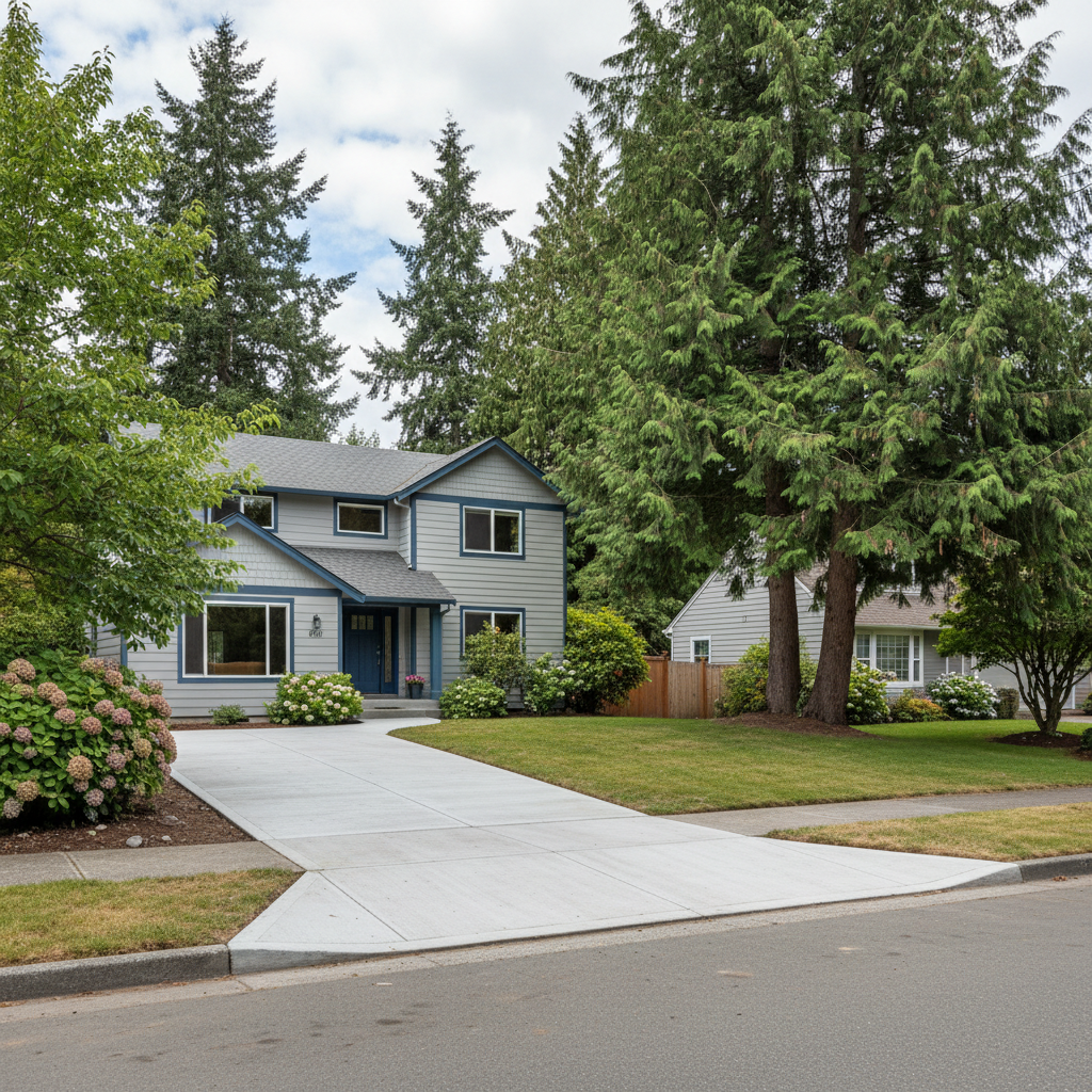 Completed concrete repair work at a residential property in Redmond, WA