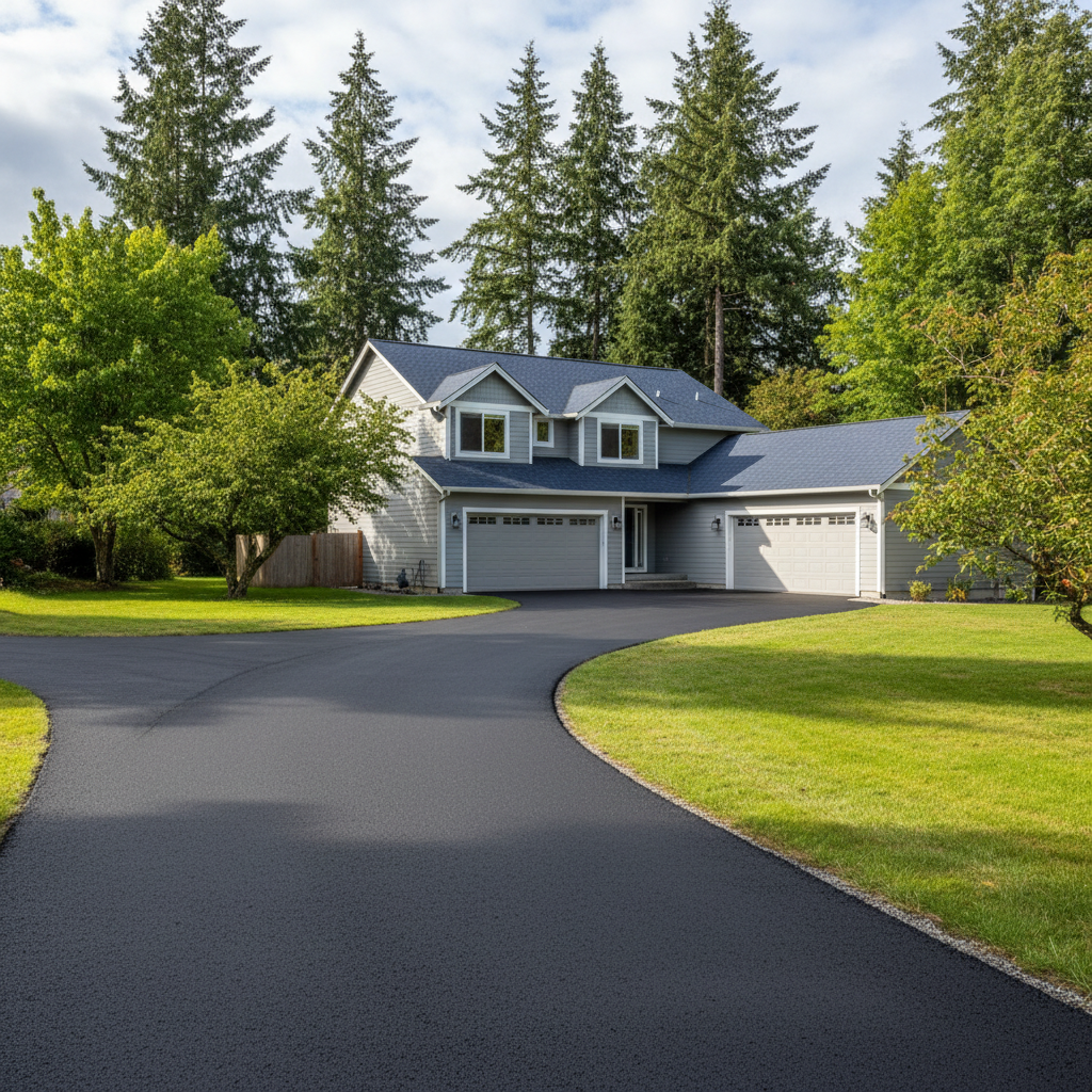 Completed driveway paving work at a residential property in Arlington, WA