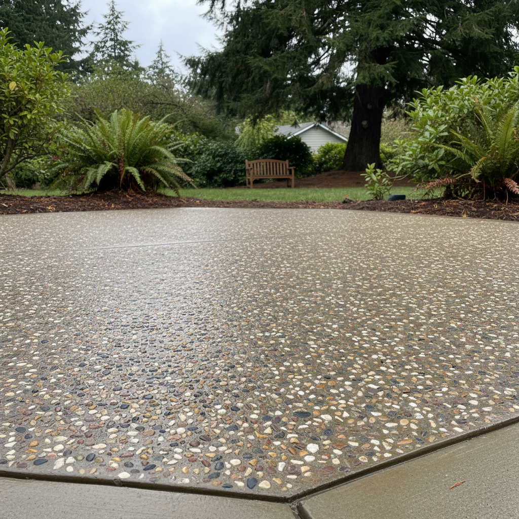 Completed decorative concrete work at a residential property in Lynnwood, WA