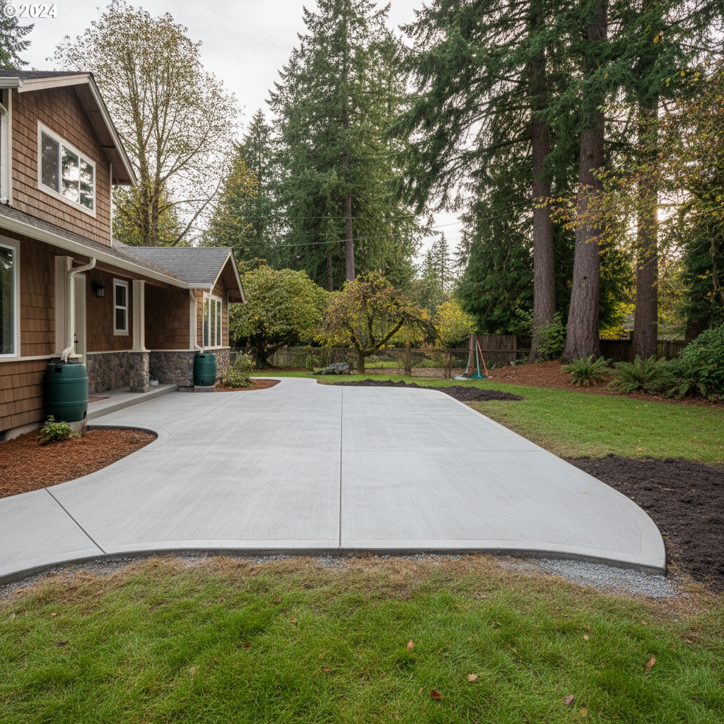 Completed concrete flatwork work at a residential property in Redmond, WA