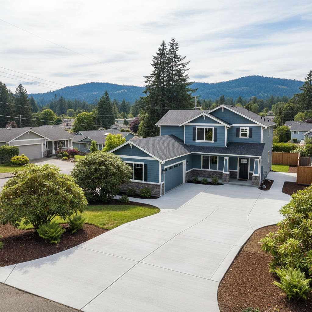 Completed concrete installation work at a residential property in Bremerton, WA