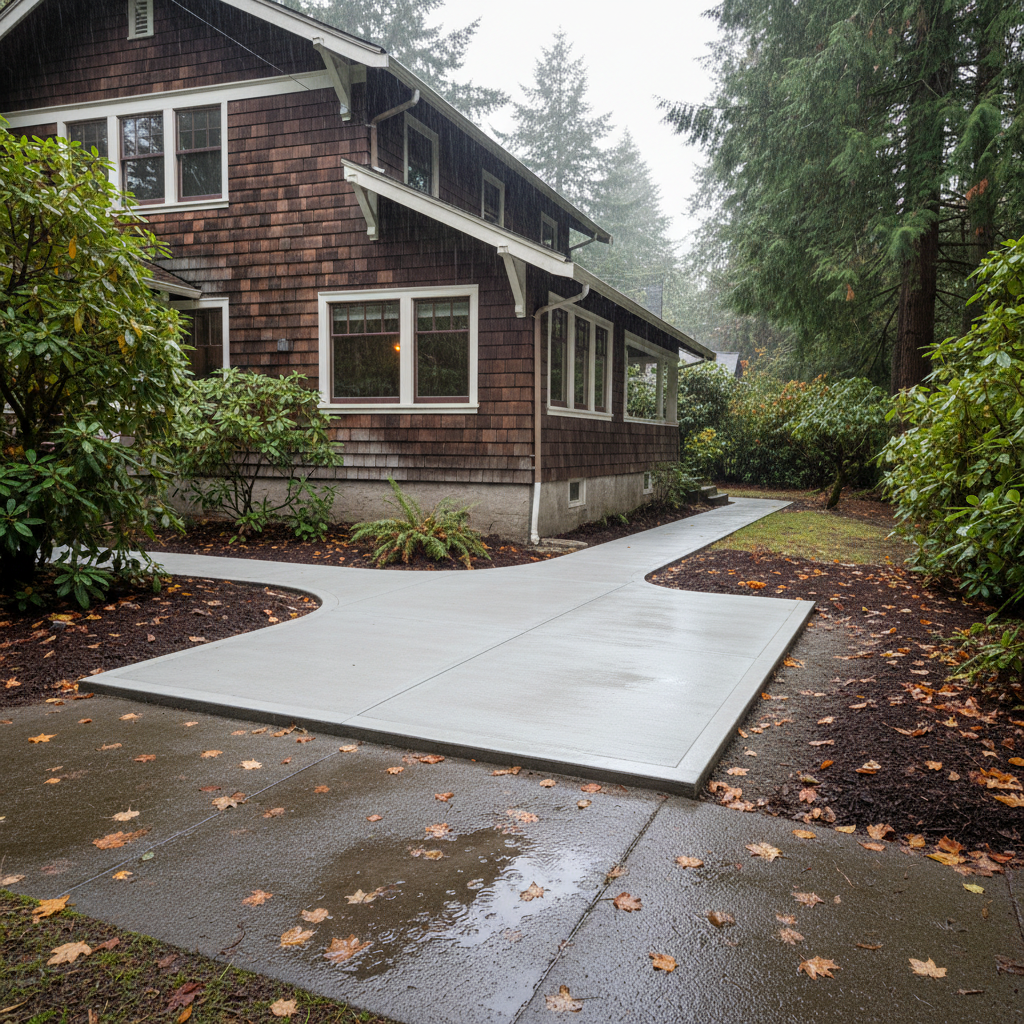 Completed concrete repair work at a residential property in Bremerton, WA