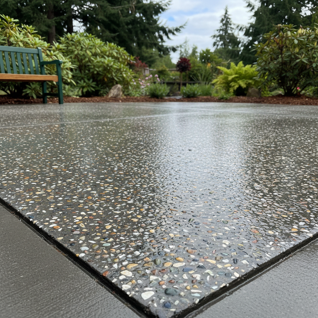 Completed decorative concrete work at a residential property in Kirkland, WA