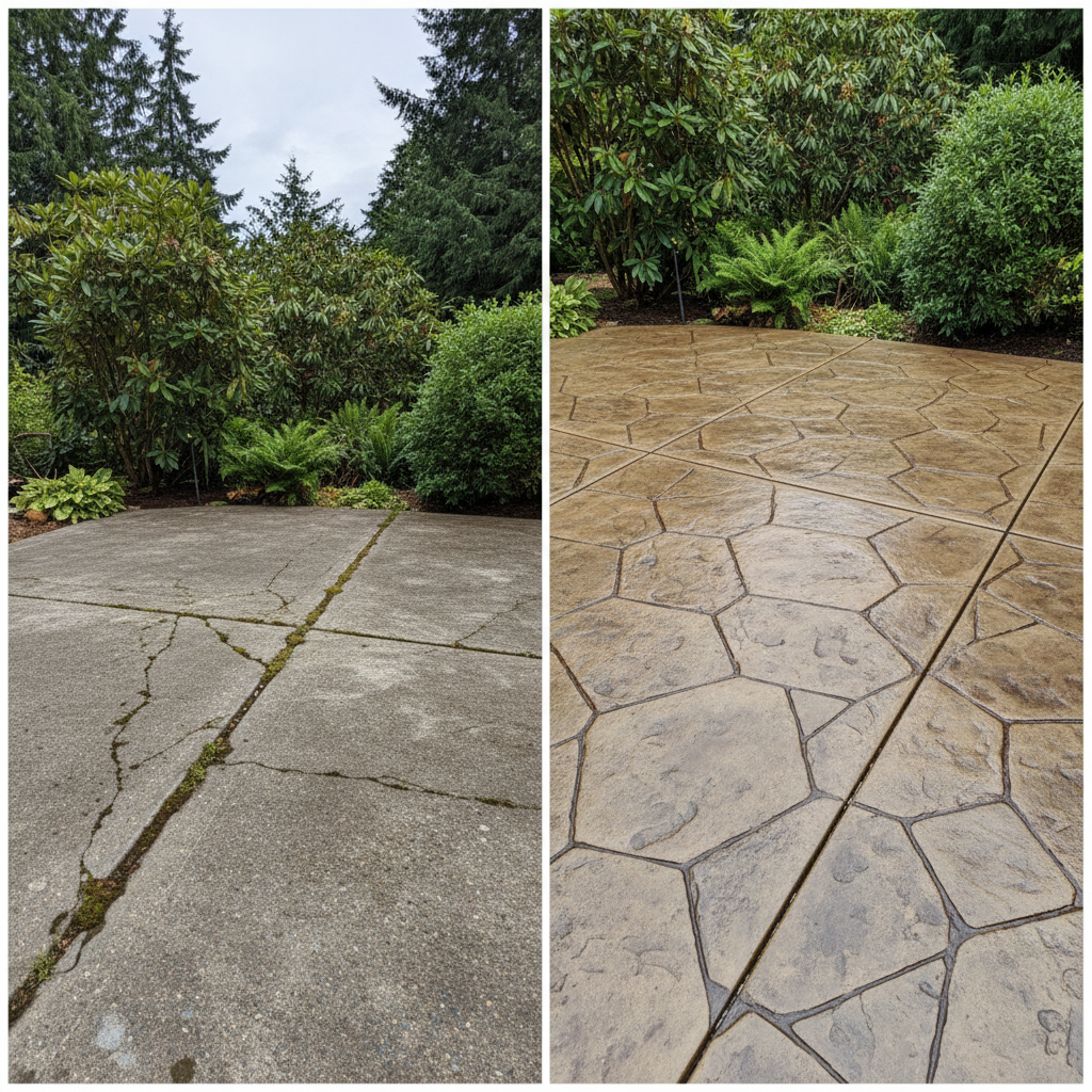 Completed decorative concrete work at a residential property in Bothell, WA