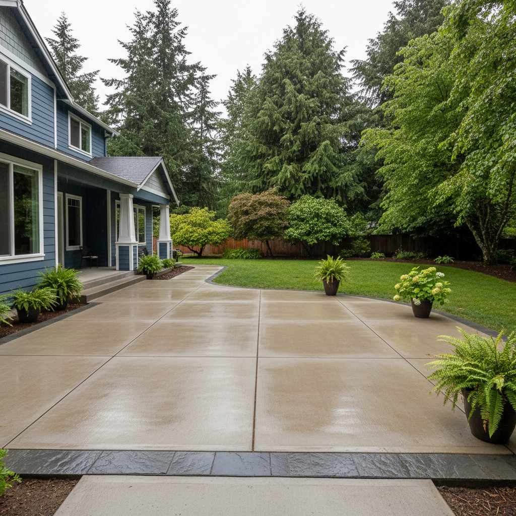 Completed concrete flatwork work at a residential property in Bremerton, WA