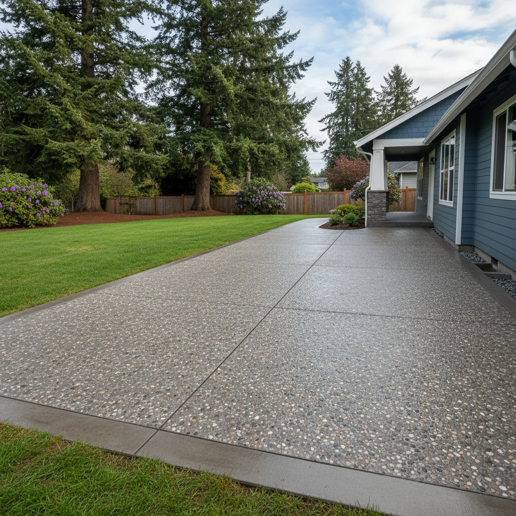 Completed concrete installation work at a residential property in Bremerton, WA