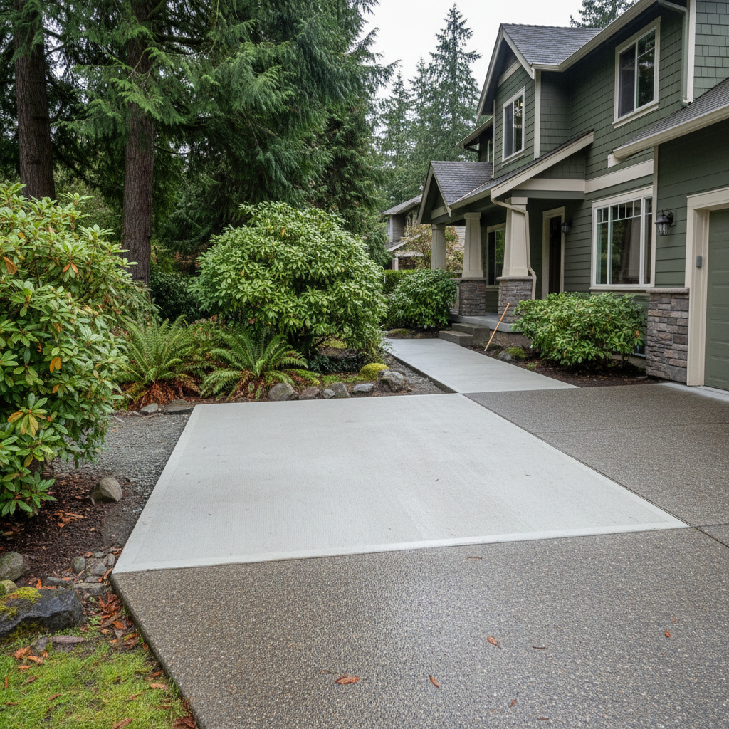 Completed concrete repair work at a residential property in Kenmore, WA