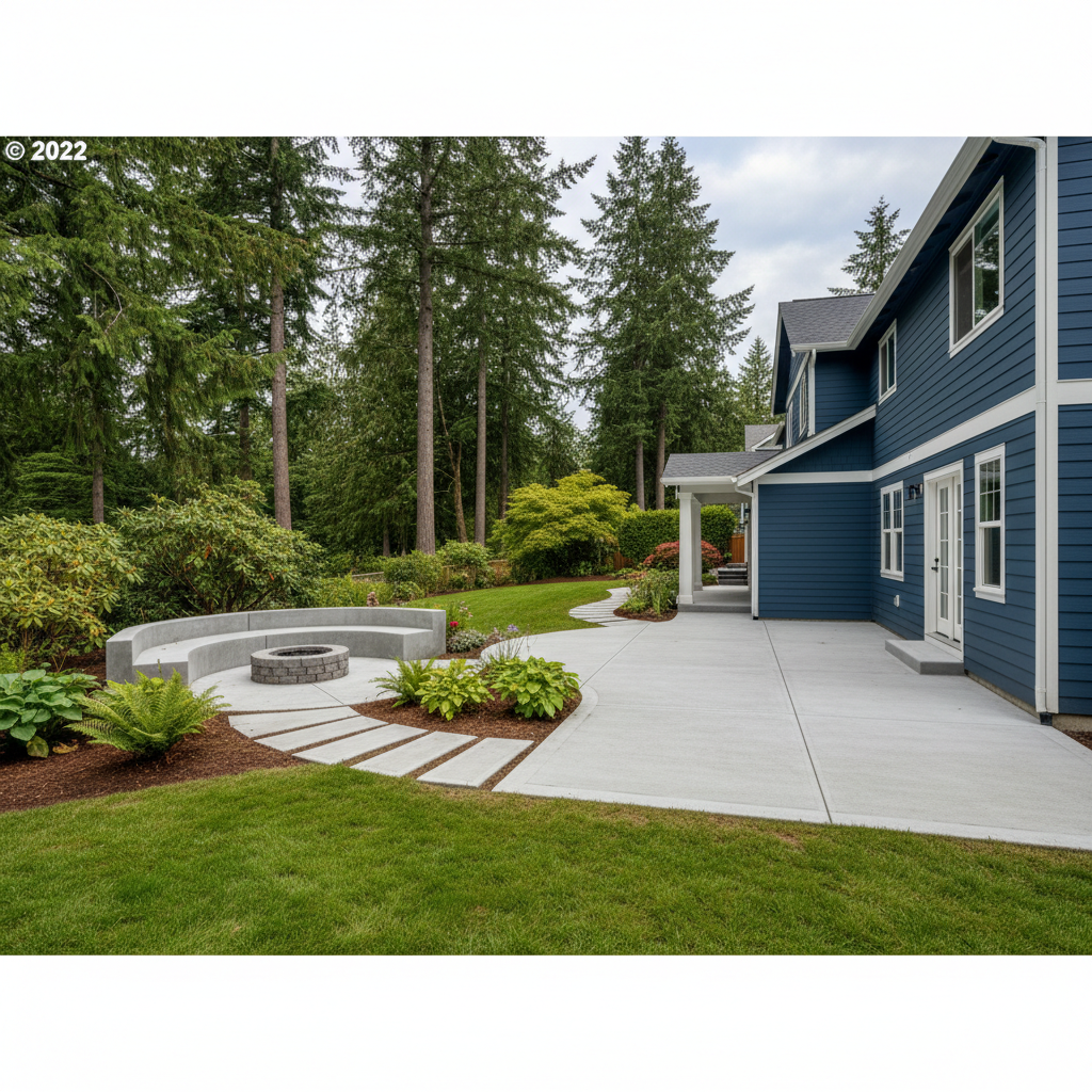 Completed concrete installation work at a residential property in Kenmore, WA