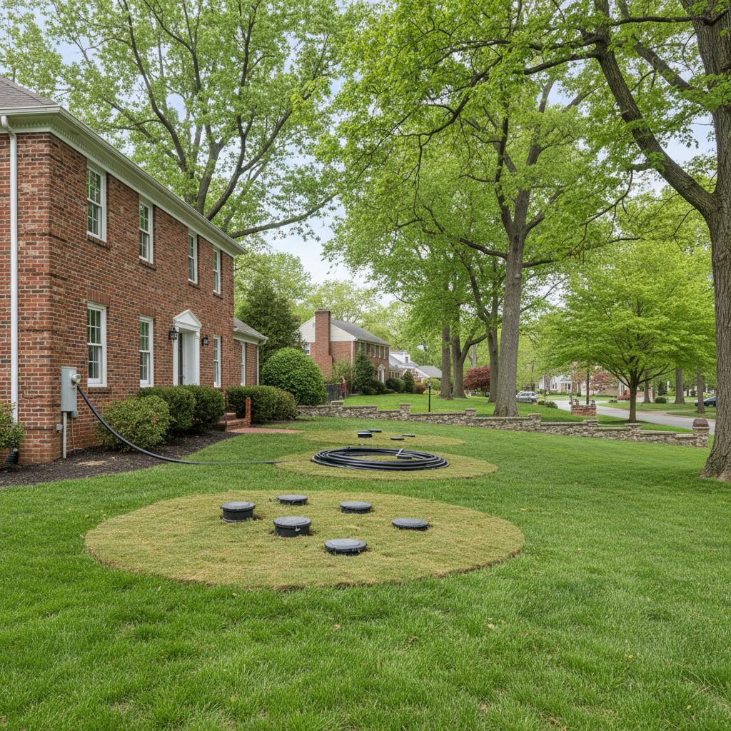 Completed geothermal drilling work at a residential property in Washington, DC