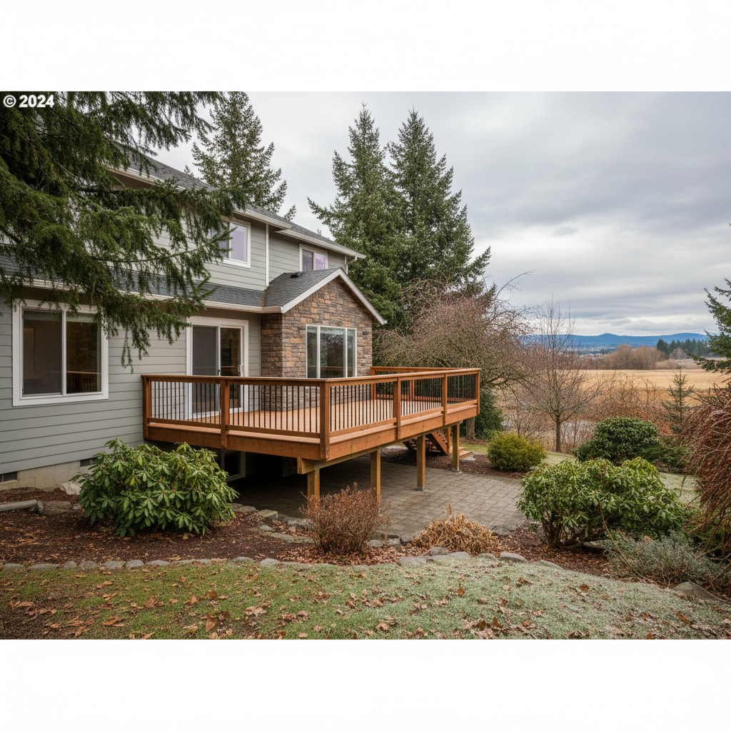 Completed wooden decks work at a residential property in Richland, WA