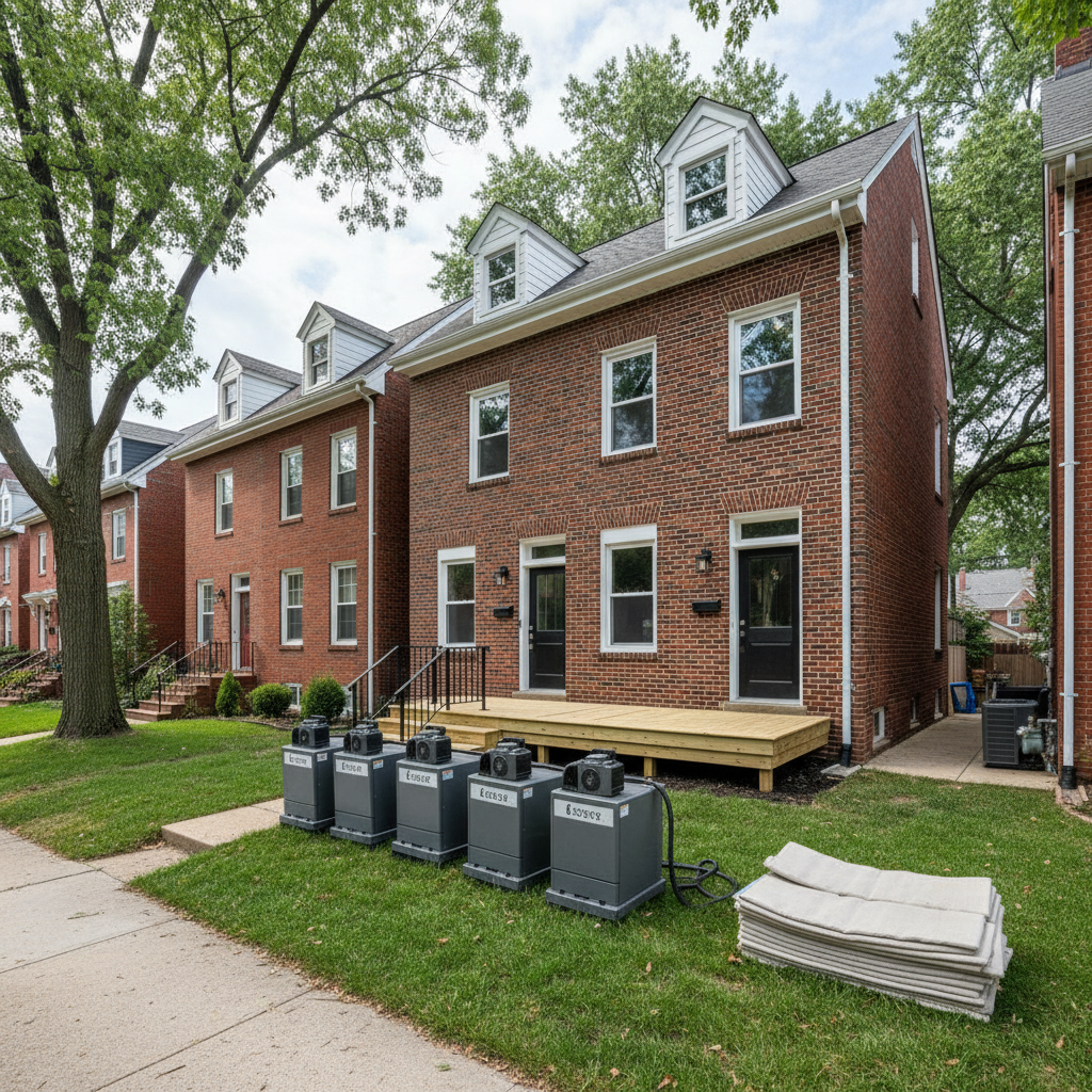 Completed structural drying work at a residential property in Washington, DC