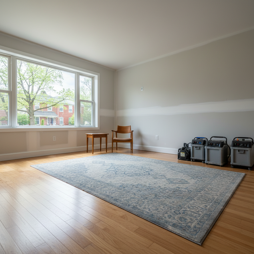 Completed water damage cleanup work at a residential property in Washington, DC