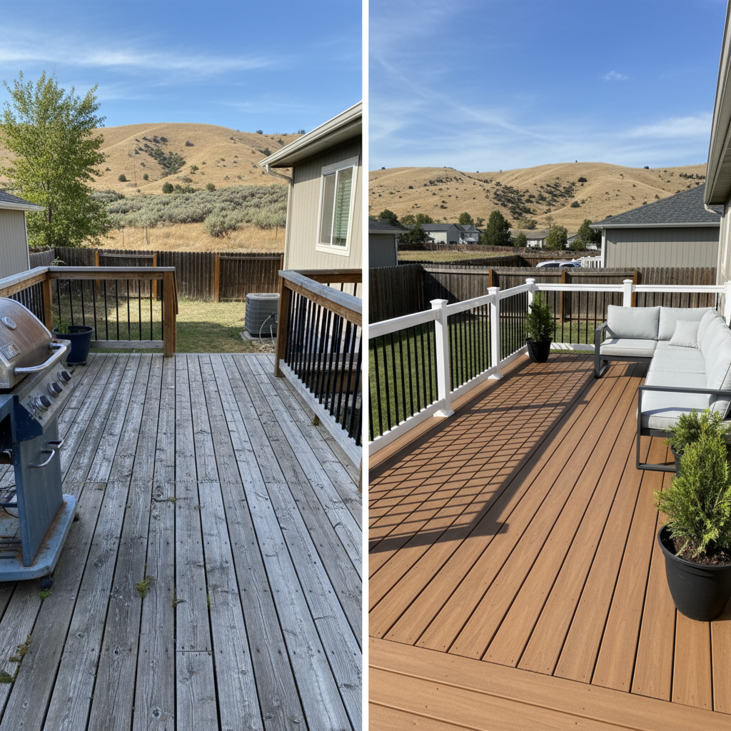 Completed composite decks work at a residential property in Richland, WA
