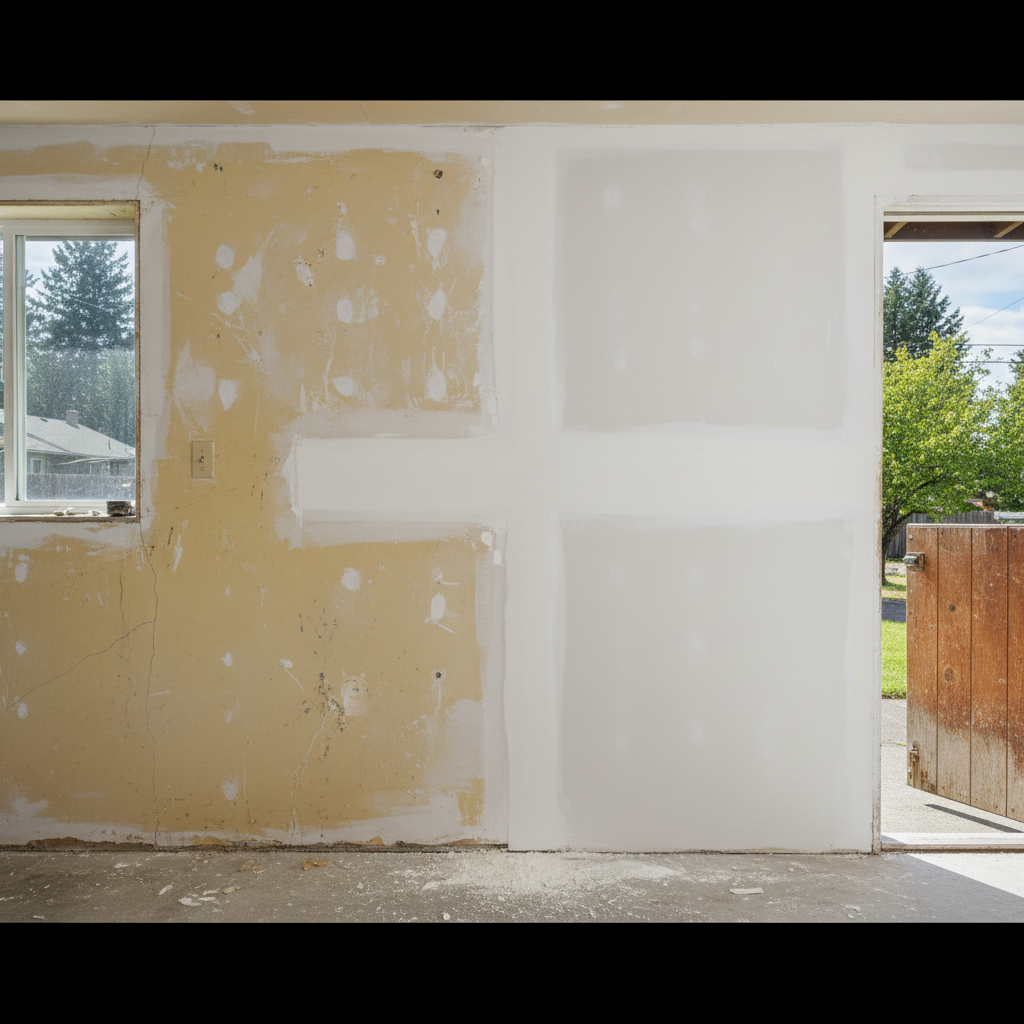 Completed drywall repair work at a residential property in Spokane, WA