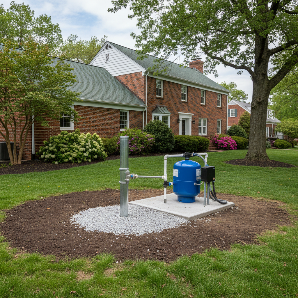 Completed pump installation work at a residential property in Washington, DC