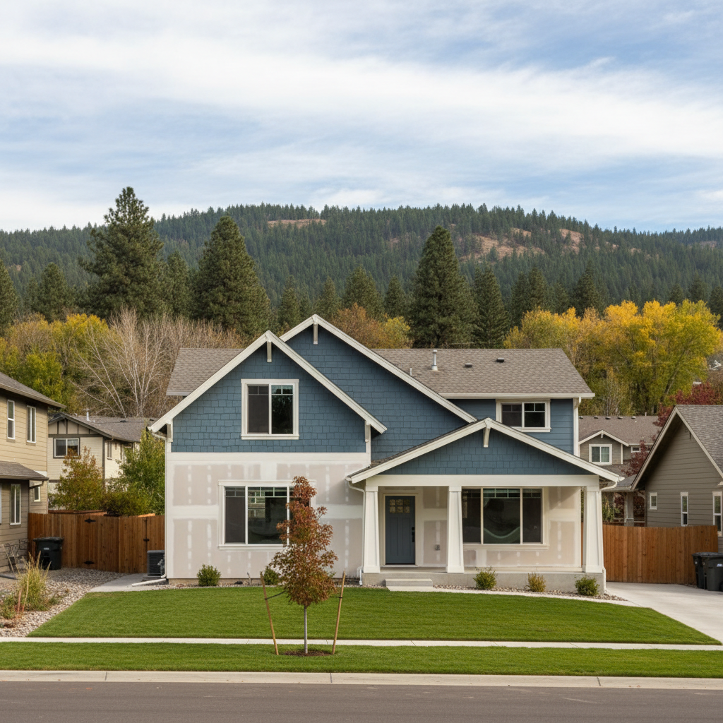 Completed drywall texturing work at a residential property in Spokane, WA