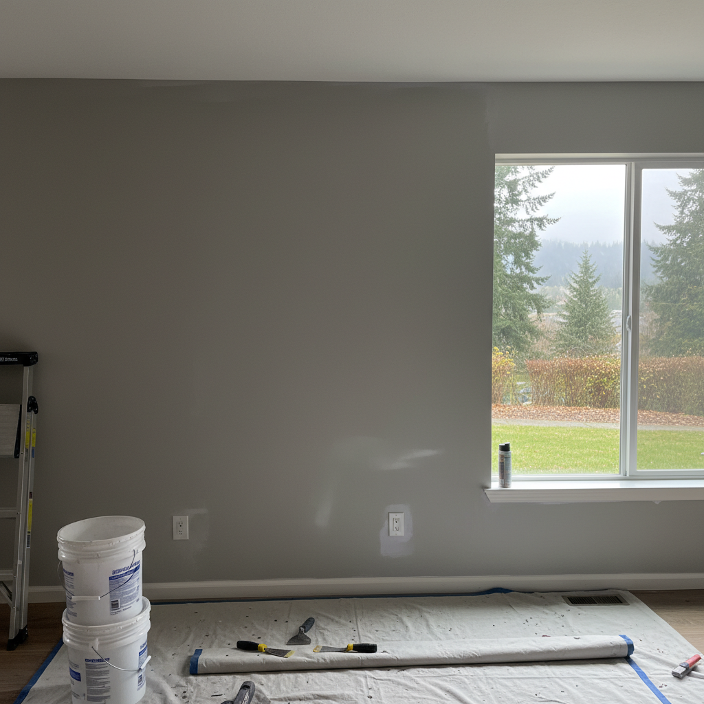 Completed drywall repair work at a residential property in Tacoma, WA