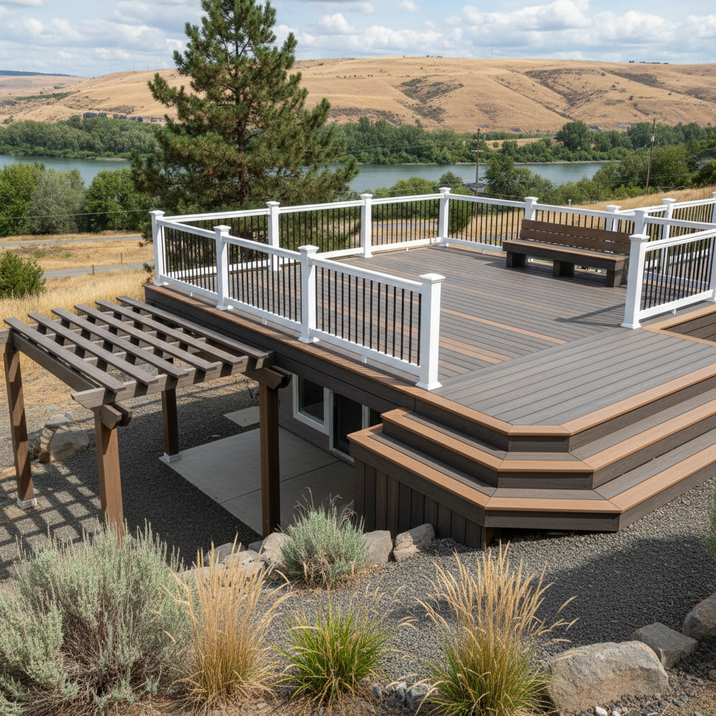 Completed trex decks work at a residential property in Richland, WA