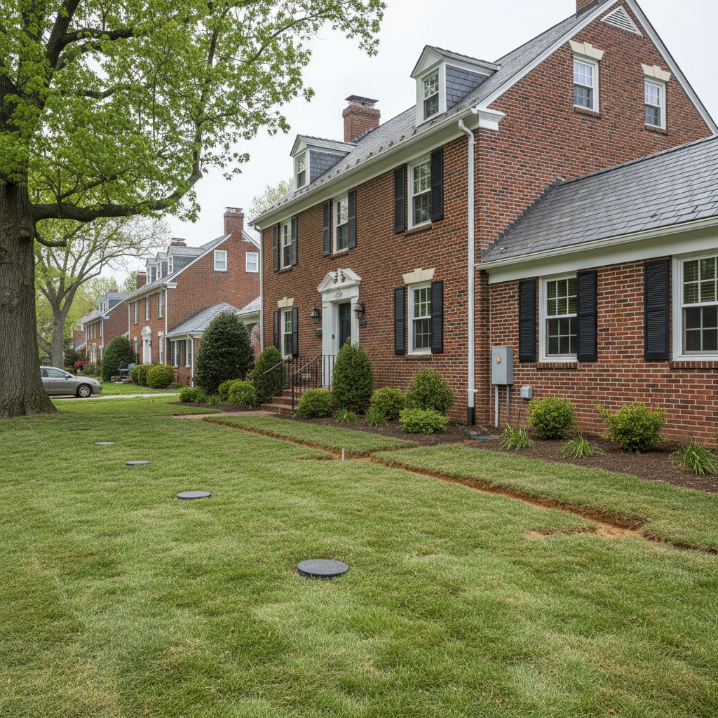 Completed geothermal drilling work at a residential property in Washington, DC