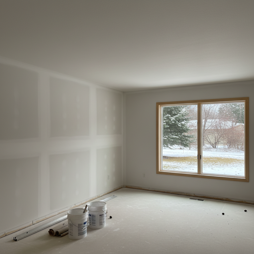 Completed drywall taping and mudding work at a residential property in Spokane, WA