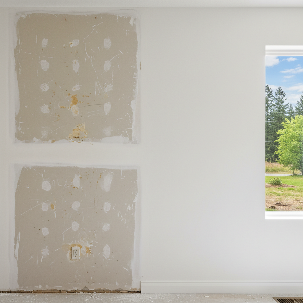 Completed drywall finishing work at a residential property in Spokane, WA
