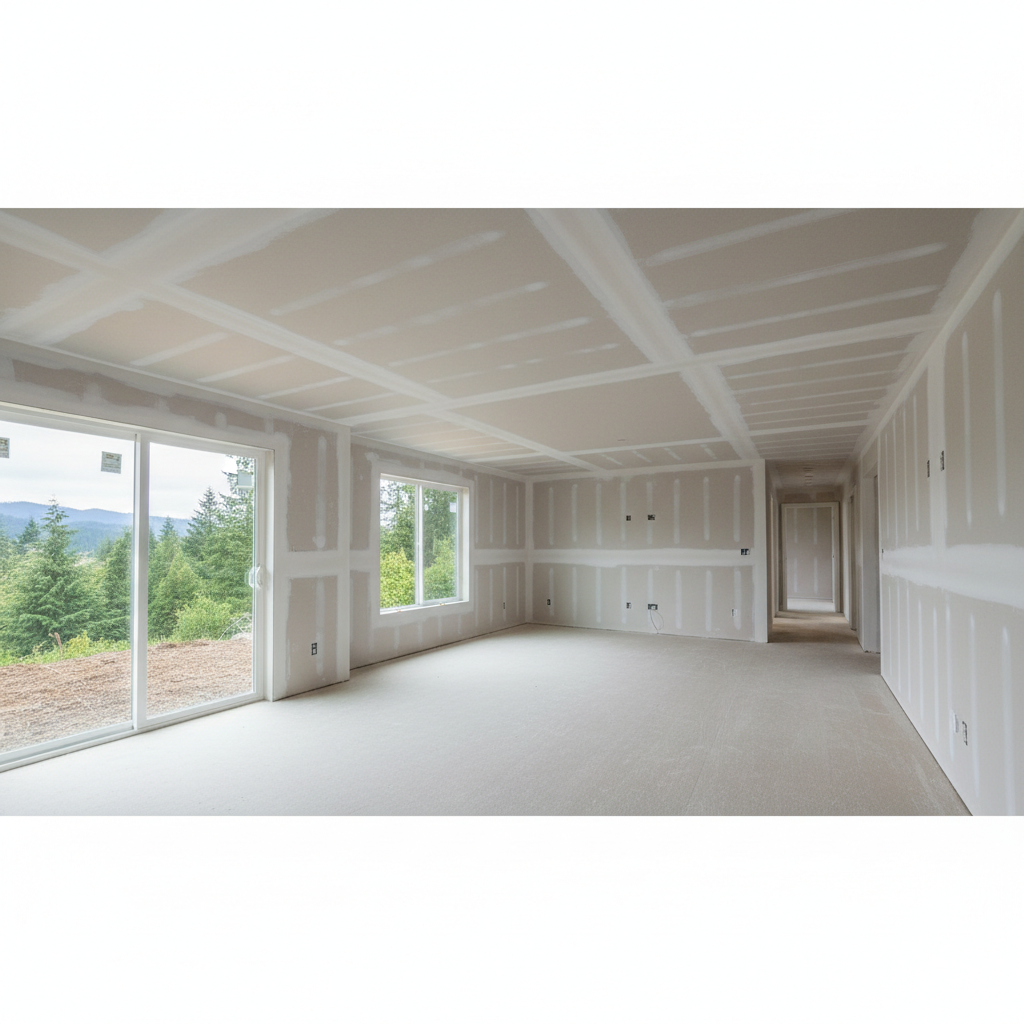 Completed drywall hanging work at a residential property in Tacoma, WA