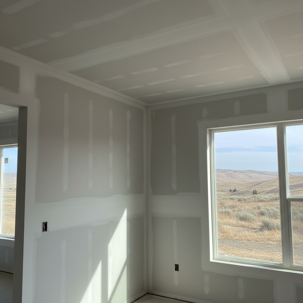 Completed sheetrock installation work at a residential property in Yakima, WA