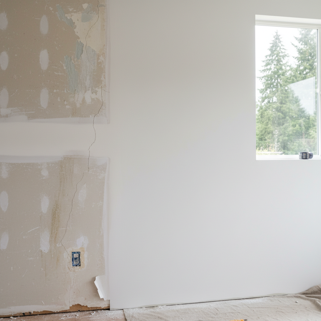 Completed drywall finishing work at a residential property in Tacoma, WA