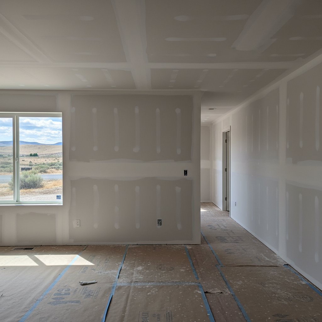 Completed drywall taping and mudding work at a residential property in Yakima, WA