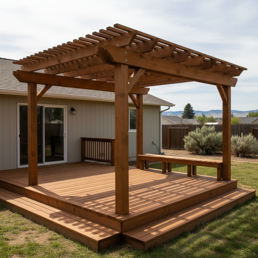 Completed pergola construction work at a residential property in Richland, WA