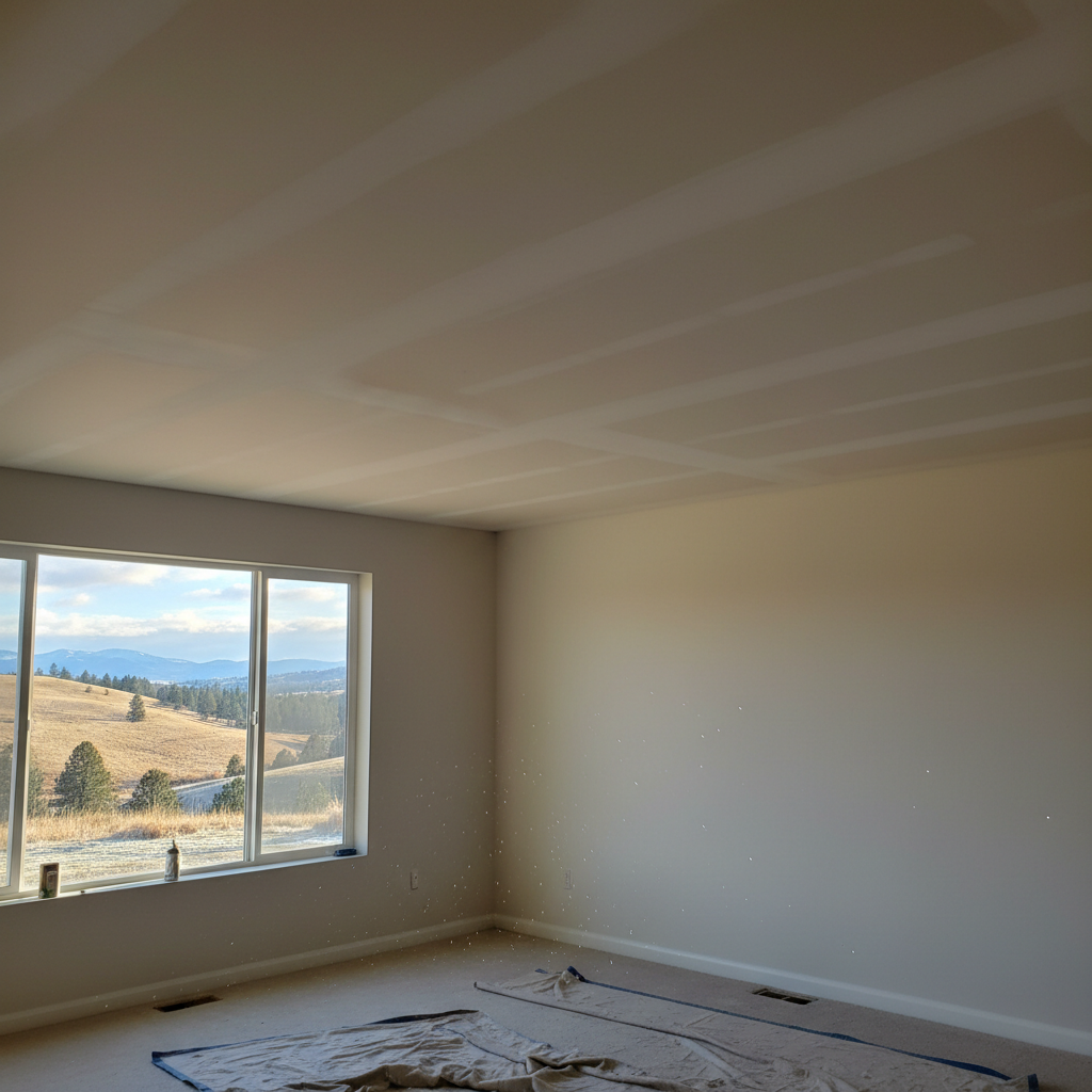 Completed ceiling drywall installation work at a residential property in Yakima, WA