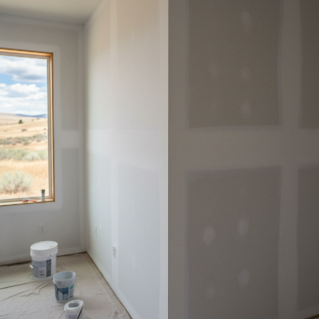 Completed drywall priming work at a residential property in Yakima, WA