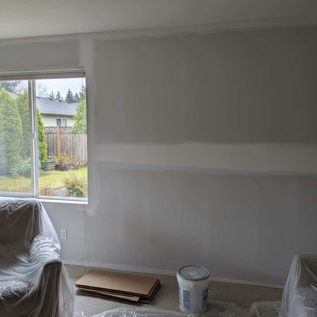 Completed drywall repair work at a residential property in Tacoma, WA